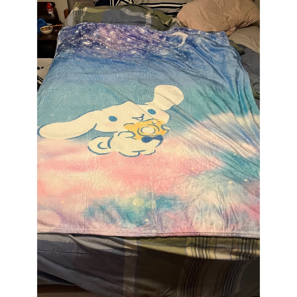 Sanrio Cinnamoroll Celestial Stars Moon Plush‎ Throw Blanket Blue Pink 60x50